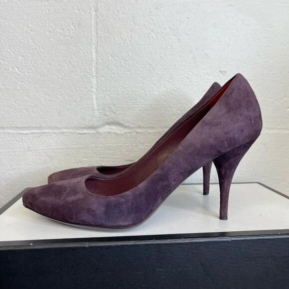 Miu Miu Pumps Purple Suede Close Toe Shoes High Heels Slip On Women's 39 EU/9 US - Picture 4 of 12
